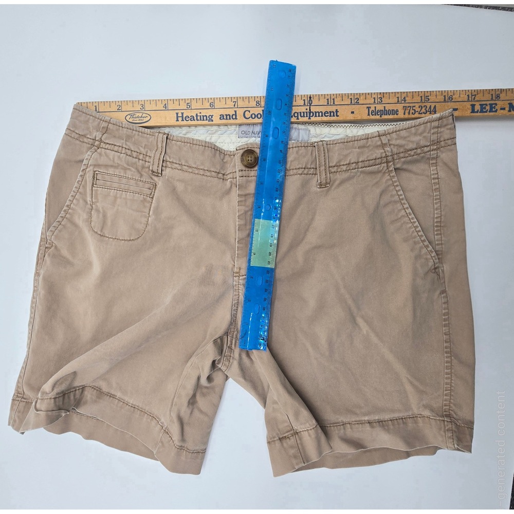 Old Navy Khaki Chino Shorts Cotton Spandex Tan Low-Rise Women Size 10 - Picture 4 of 6